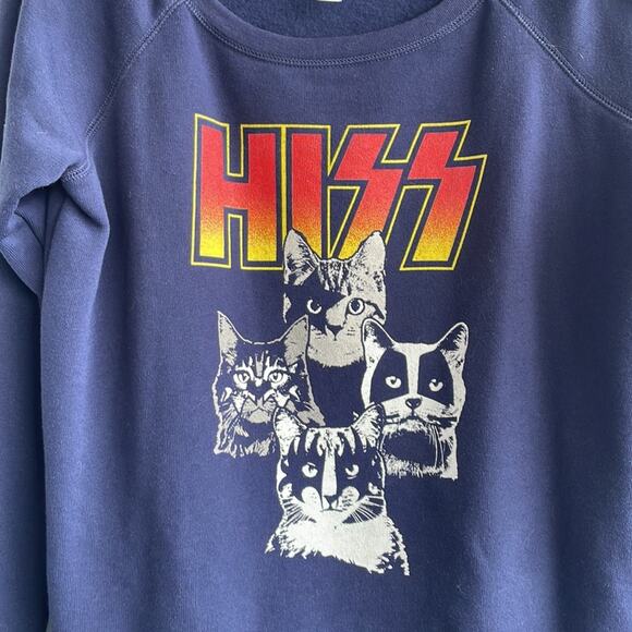 Cat Sweatshirt Hiss Kiss Band Funny - Picture 2 of 4